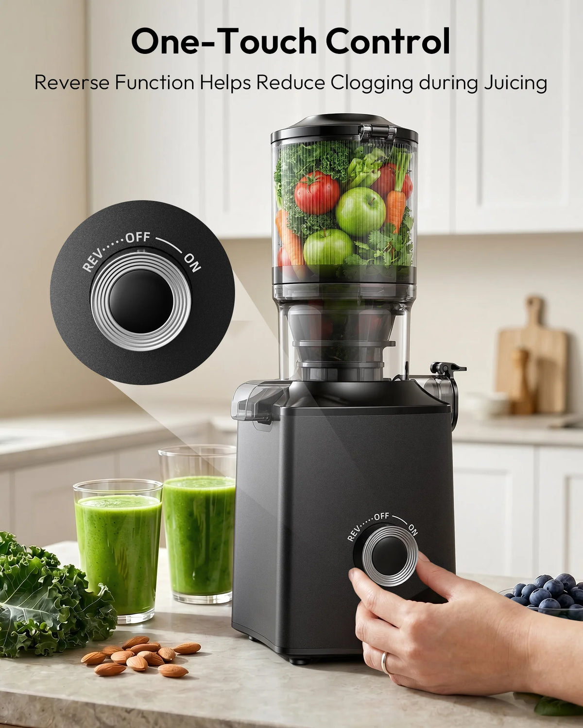 EKOJUCE Slow Masticating Cold Press Juicer, Large Feed Chute, — product view 2