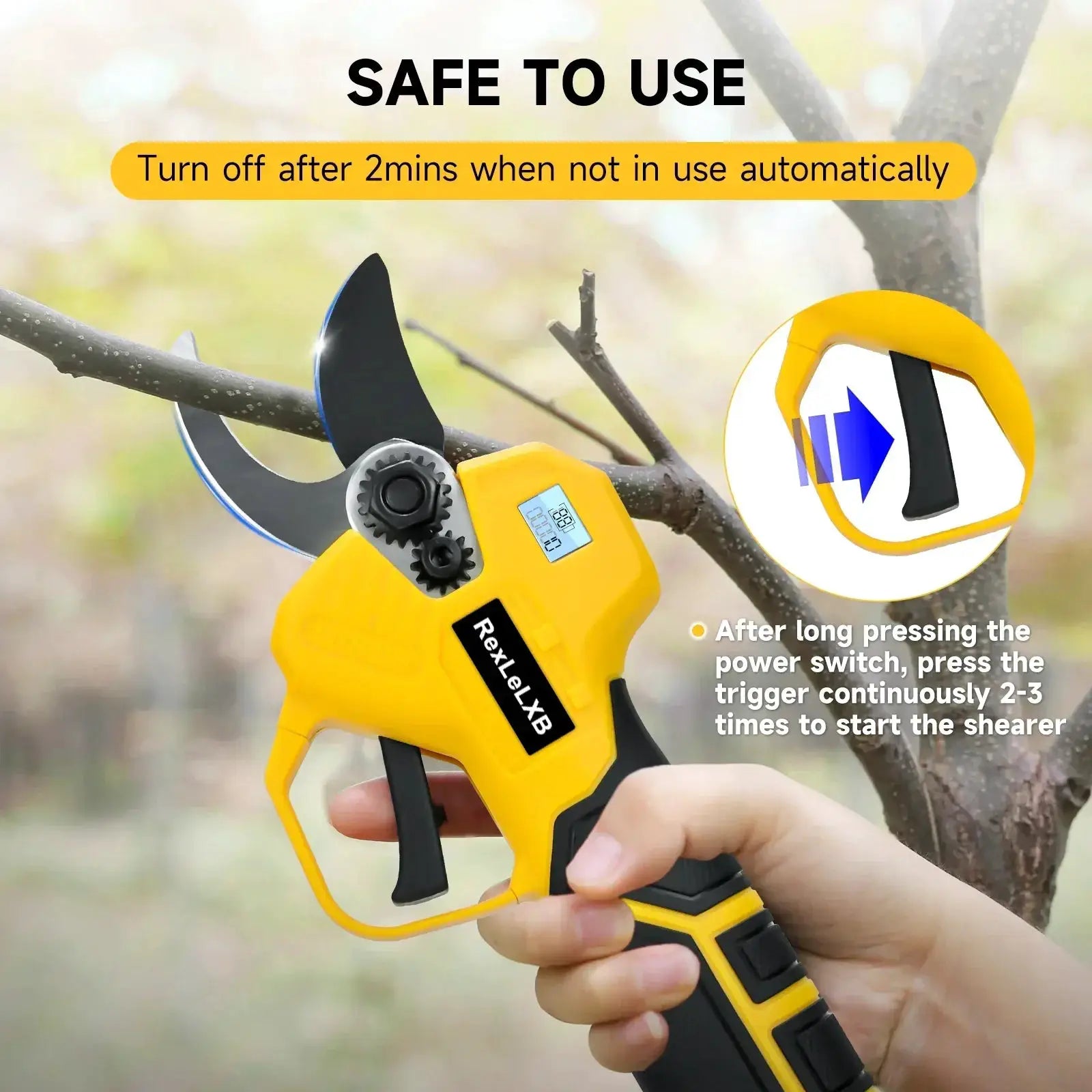 Cordless 30mm Brushless Electric Pruning Shears LCD Display