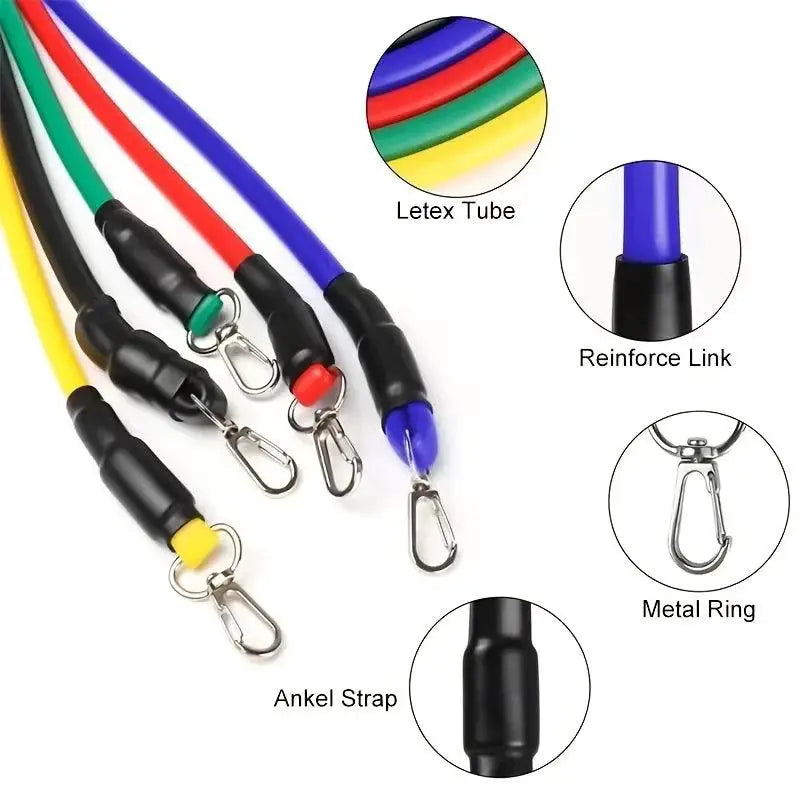 11-Piece TPE Resistance Bands Set with Accessories for Workout - OurLum.com