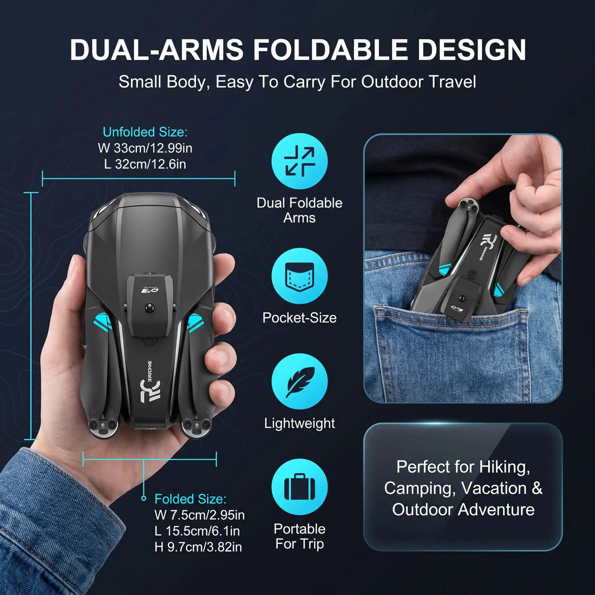 M33Max Aerial Photography UAV Quadcopter Drone,Foldable Remote With Screen,1080P Dual Shooting Camera,EIS Stabilization,Real Time Transmission,Intelligent Obstacle Avoidance,Brushless Motor,Precision Hover,Smart Flight,Perfec