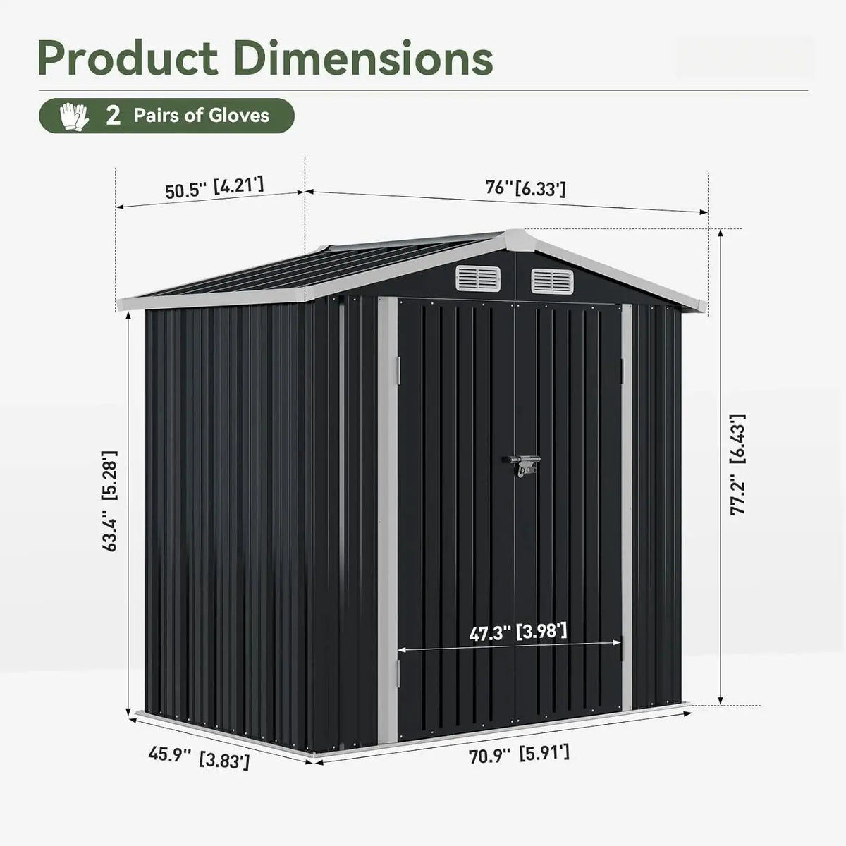 6x4ft Outdoor Storage Shed Black Metal Shed With Lockable Doors And Sloping Roof Garden Tool Shed For Backyard Patio Poolside