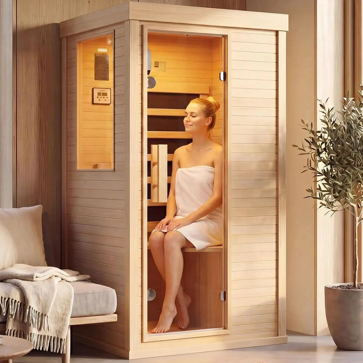 Small 1 Person Wood Infrared Sauna