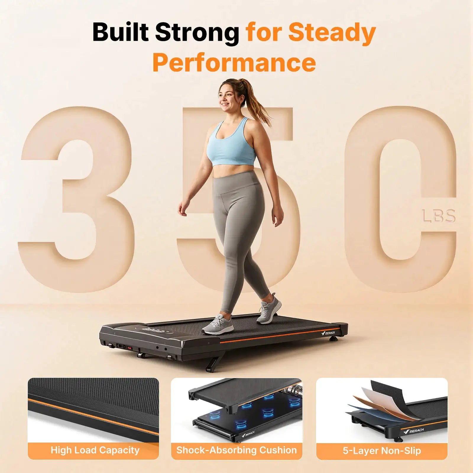 MERACH Walking Pad Treadmill 2in1 Low Noise Running Pad 330LBS Capacity LED Display Phone Holder Fitness Exercise Machine for Home Gym