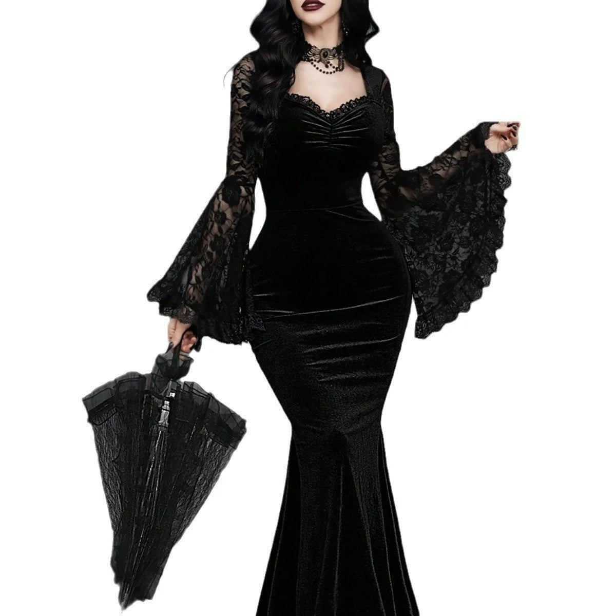 Gothic Cutout Bell Sleeve Dress