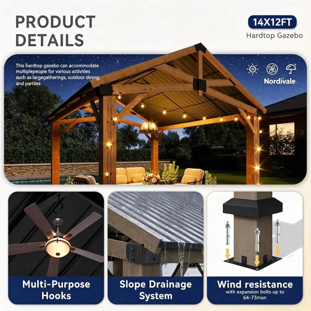 Gable Roof Gazebo Using Premium Wood