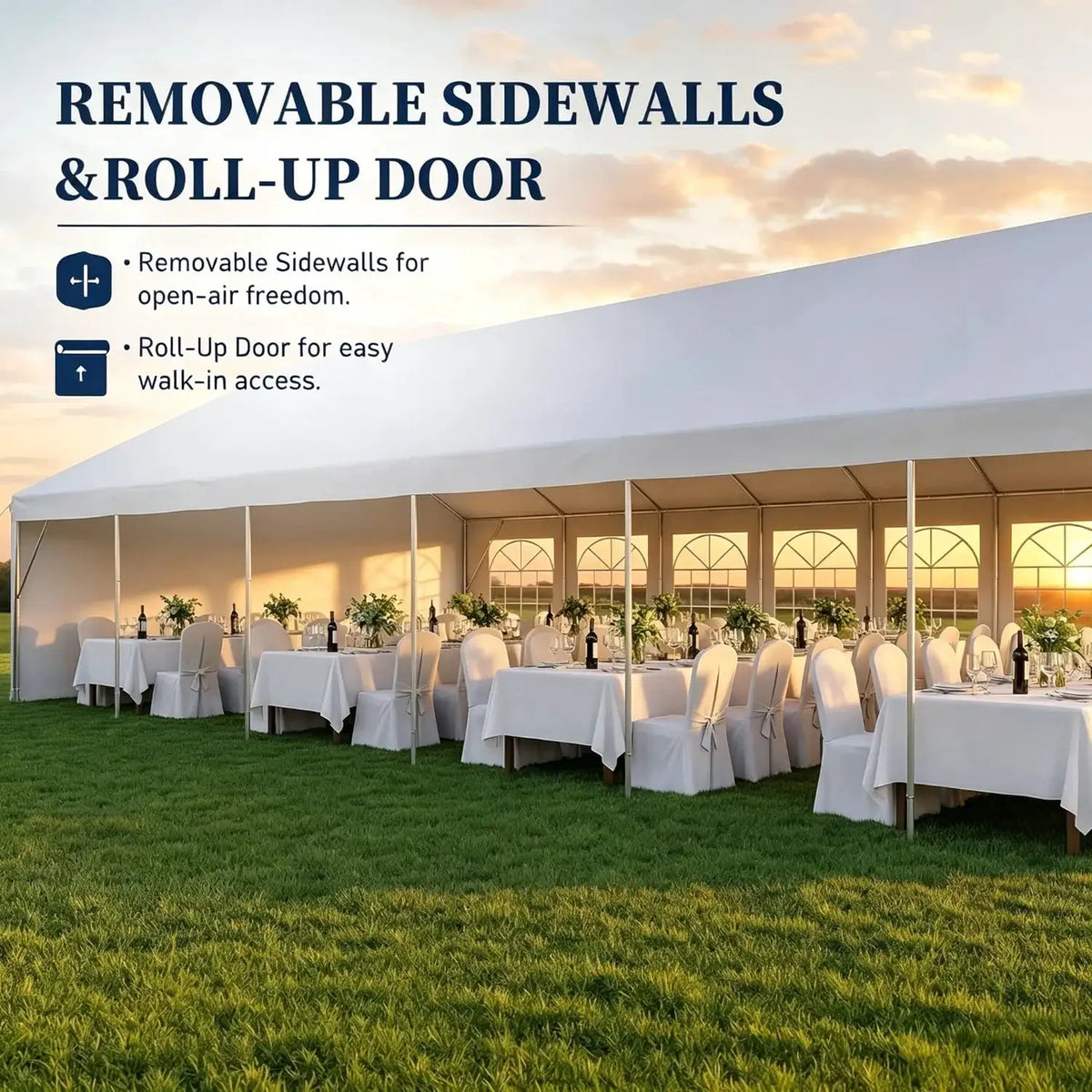 Nordivale 40x20ft Heavy Duty Party Tent with Removable Sidewalls, Waterproof Commercial Canopy for Wedding Outdoor BBQ Camping, White Event Tent