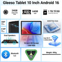 2026 New Model Tablet - 10-inch Android 16, 20GB + 64GB/1TB expandable storage, Face ID | OTG, IPS | 1280*800 | WiFi 6 | BT 5.3 | Tab PC, dual cameras 5MP + 8MP, 6000mAh, supports Widevine L1 (black)