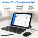10.1 Inch Android15 Tablet Bundle Set Octa‑Core A523,20GB(3+17GB Virtual)RAM 64GB ROM 1TB Expandable,Widevine L1 IPS 16:10 Display WiFi6 Face ID Unlock 5000mAh Dual Speakers Full Kit with Keyboard Mouse Case Stylus Earbuds