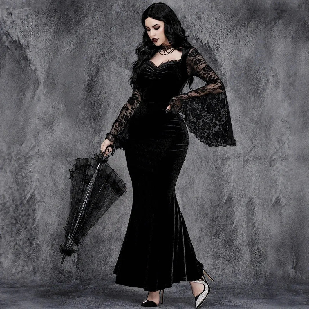 Gothic Cutout Bell Sleeve Dress