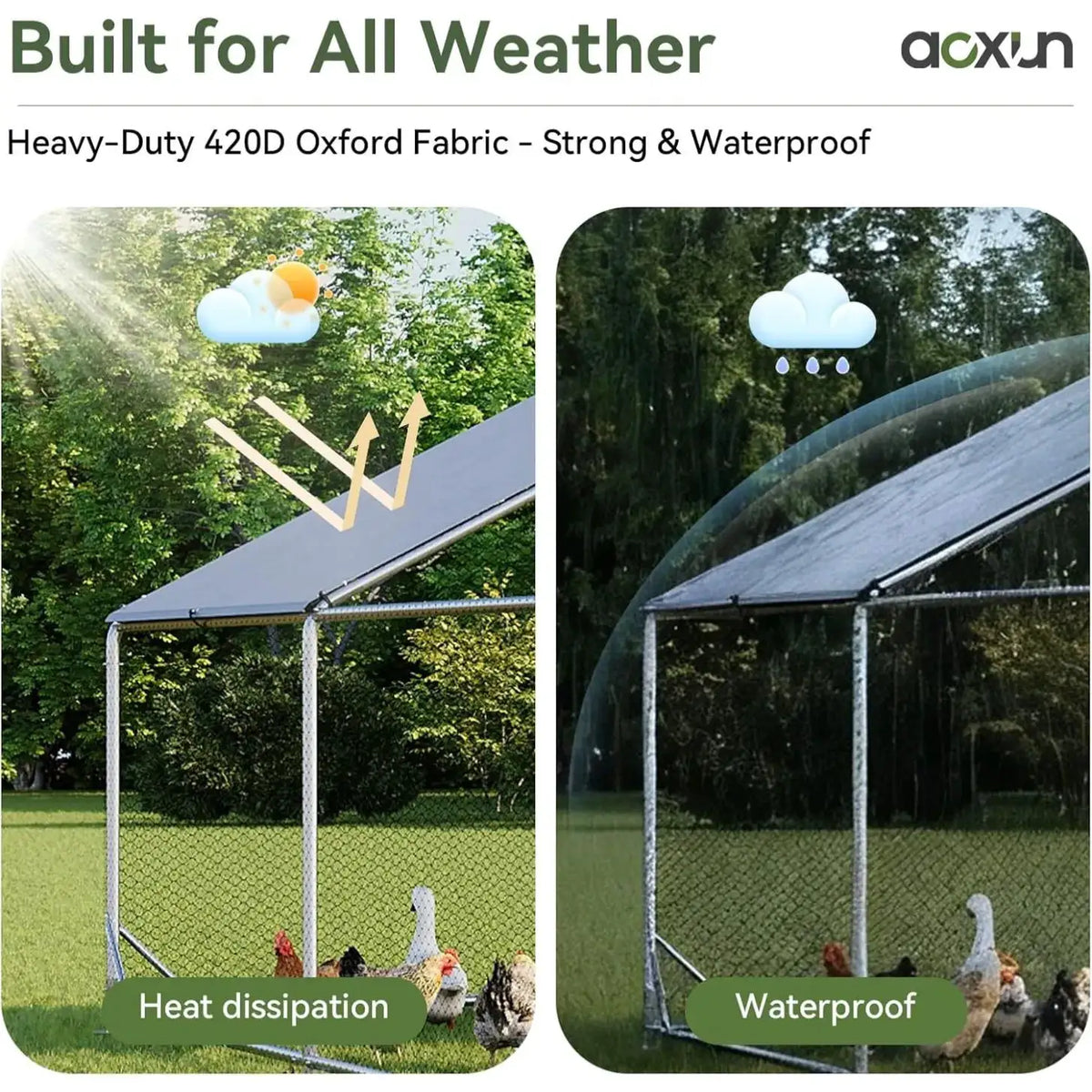 Nordivale10X13ft Metal Chicken Coop With Cover Outdoor Chicken Run Enclosure Spire Roof Hen House Walk In Cage Peak Poultry Coop For Yard Farm