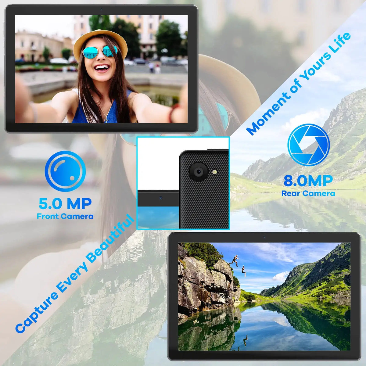 BUFO C11 10.1 Inch Android 15 Tablet PC 20GB(3+17) RAM 64GB ROM Octa Core Processor 1280*800 HD LCD Screen 5000mAh Battery 5MP+8MP Dual Camera Expandable 1TB TF Card Tablet