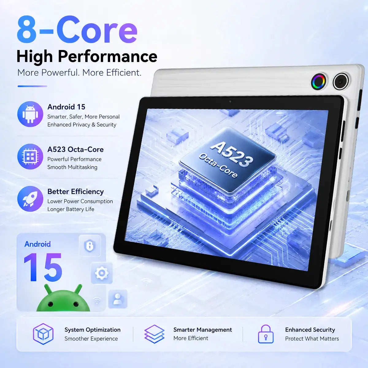 Tablet, 2026 Latest 10.1 Inch Android 15 Tablet, 20(3+17)GB+64GB+1TB TF, 5000mAh Battery, Fast Charging, HD Display, Widevine L1, Dual Camera, Face ID, Split Screen, Light, Portable