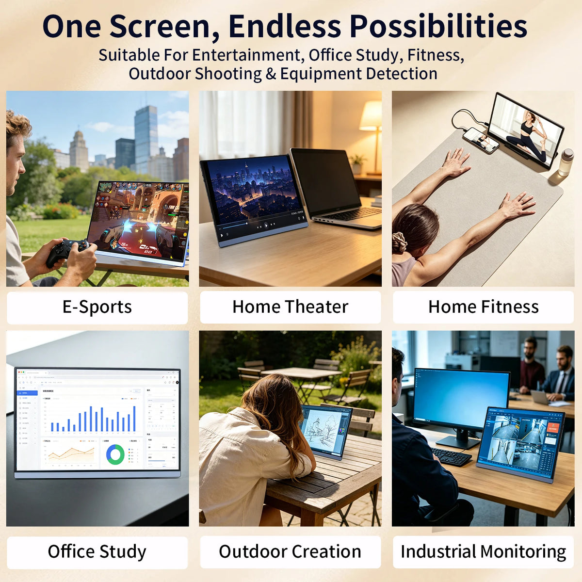 inch VEOUT Portable Monitor with USB-C IPS, Freesync HDMI Gaming — product view 5