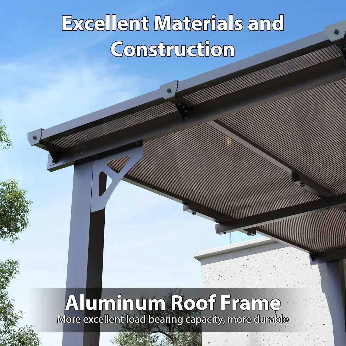 Nordivale 12x10FT Premium Wall Mounted Gazebo Aluminum Frame Polycarbonate Panel Outdoor Patio Lean To Pergola Awning Sloped Roof Backyard Porch Deck Black