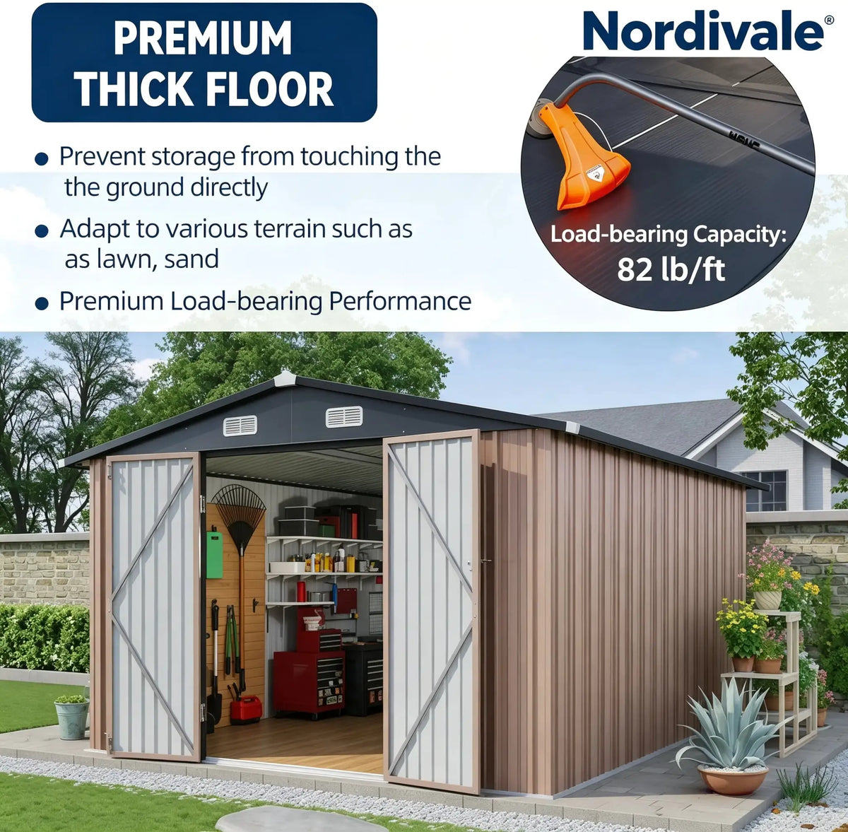 Nordivale 10x12ft Galvanized Steel Shed