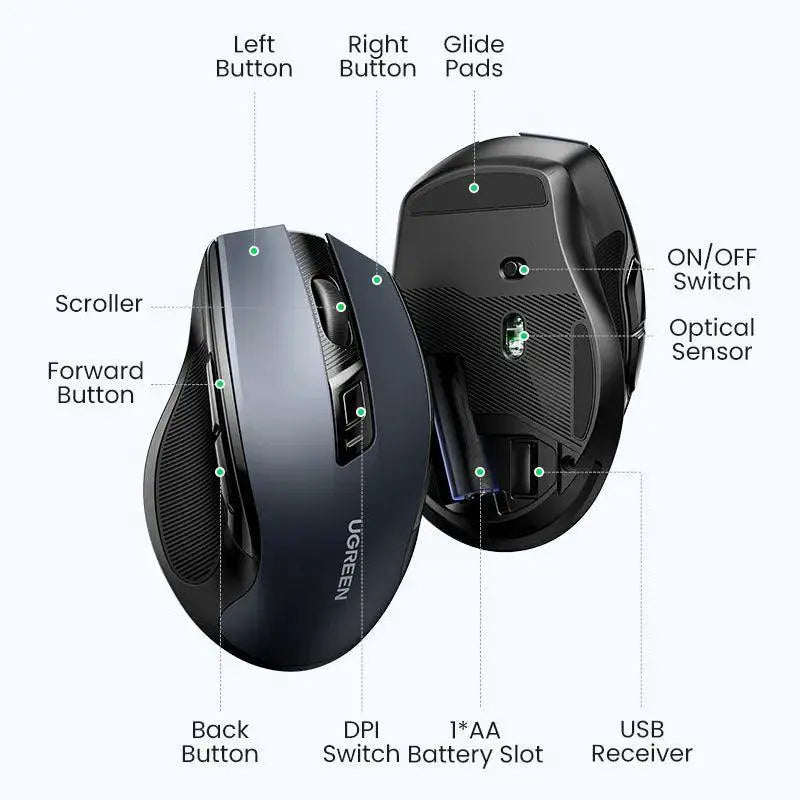 UGREEN Wireless Ergonomic Design Mouse For MacBook Tablet PC