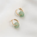 14K Gold Filled Garnet Hoop Earrings Handmade Gemstone Jewelry Boho