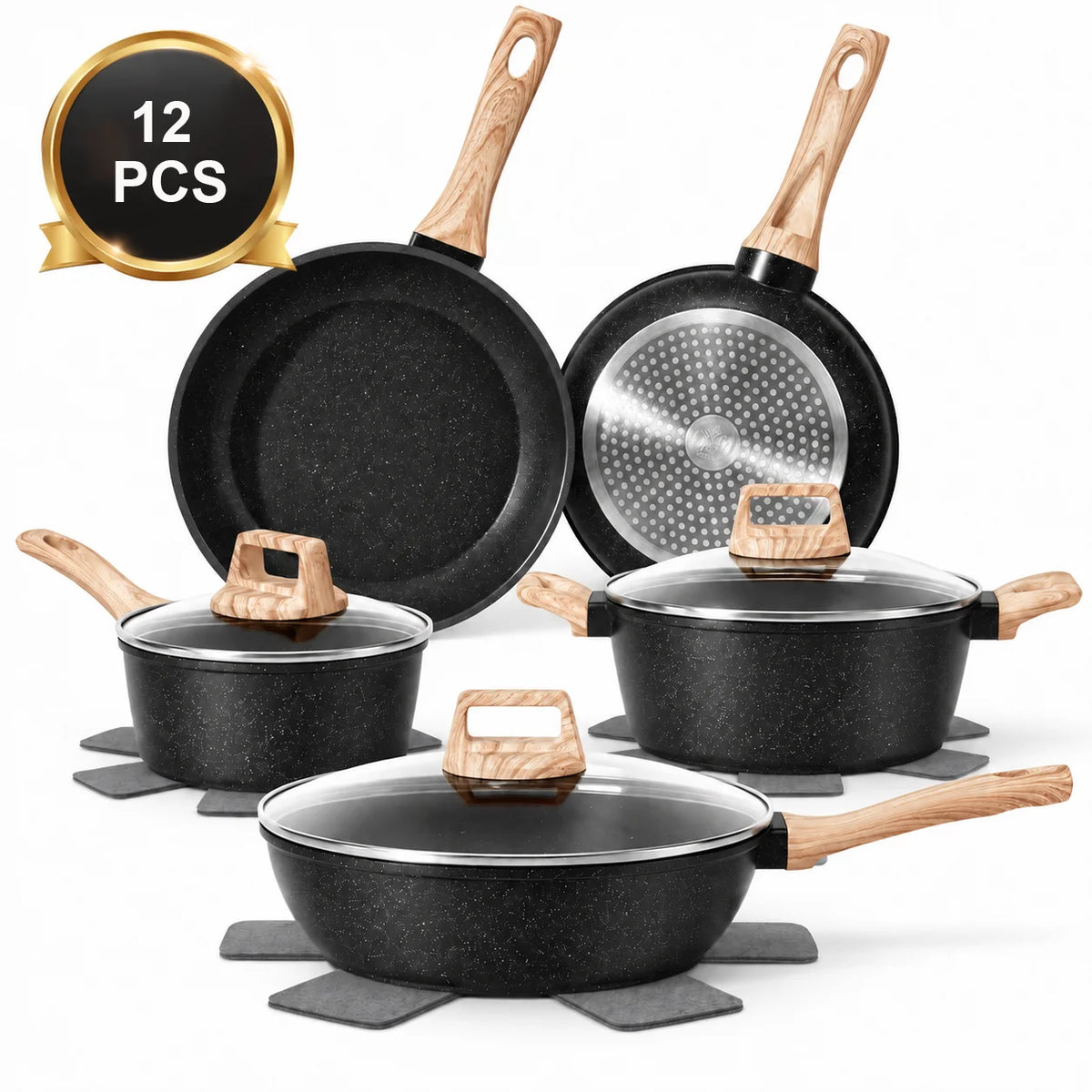 Pieces Non-Stick Granite Cookware Set, Healthy Ceramic Pots — product view 1