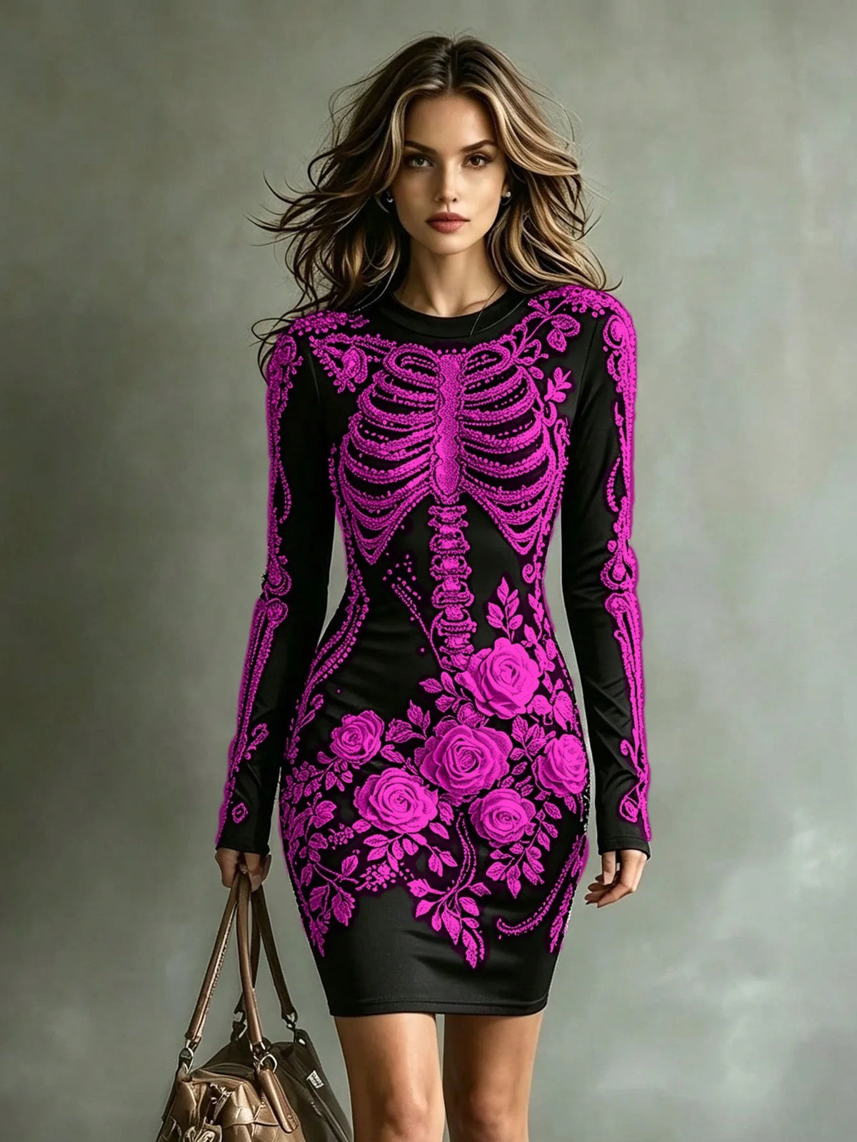 Sheer Floral Knee Length Dress