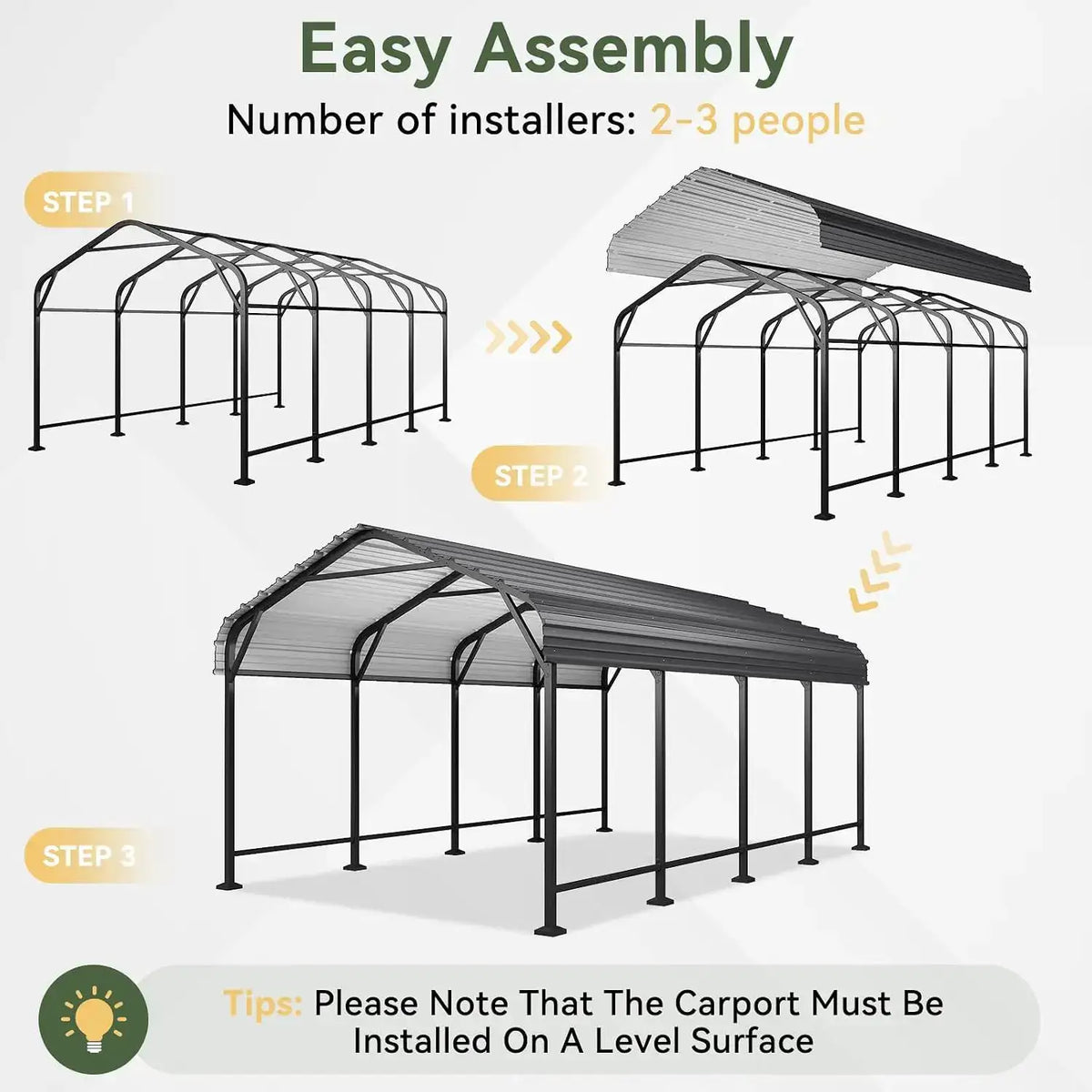 Aoxun 12x20 Metal Carport Heavy Duty Car Garage With Galvanized Roof Reinforced Frame Car Tent Garage Shelter For Car Pickup Truck Boat