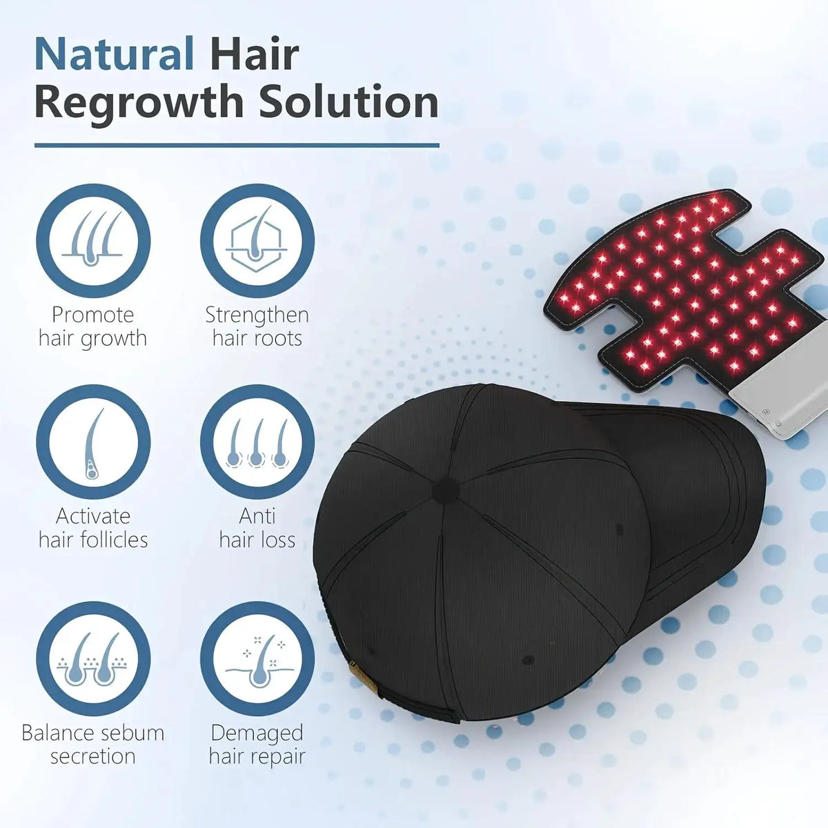 LED Red Light Therapy Hair Growth Cap Portable Hair Regrowth — product view 2