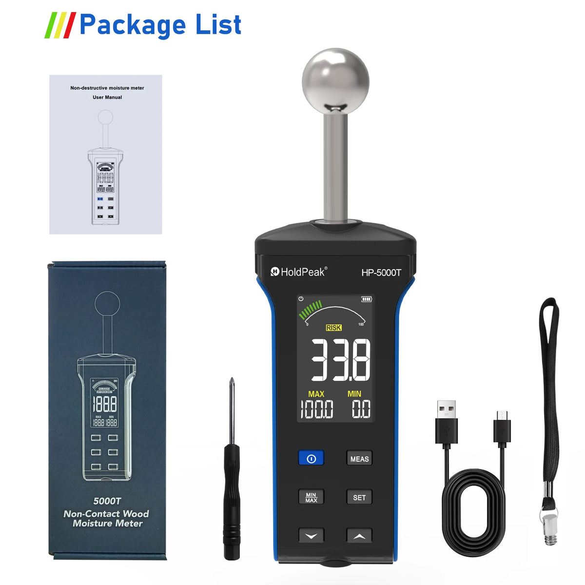 Non-Contact Wood Moisture Meter, Pinless Depth, HD Digital — product view 6