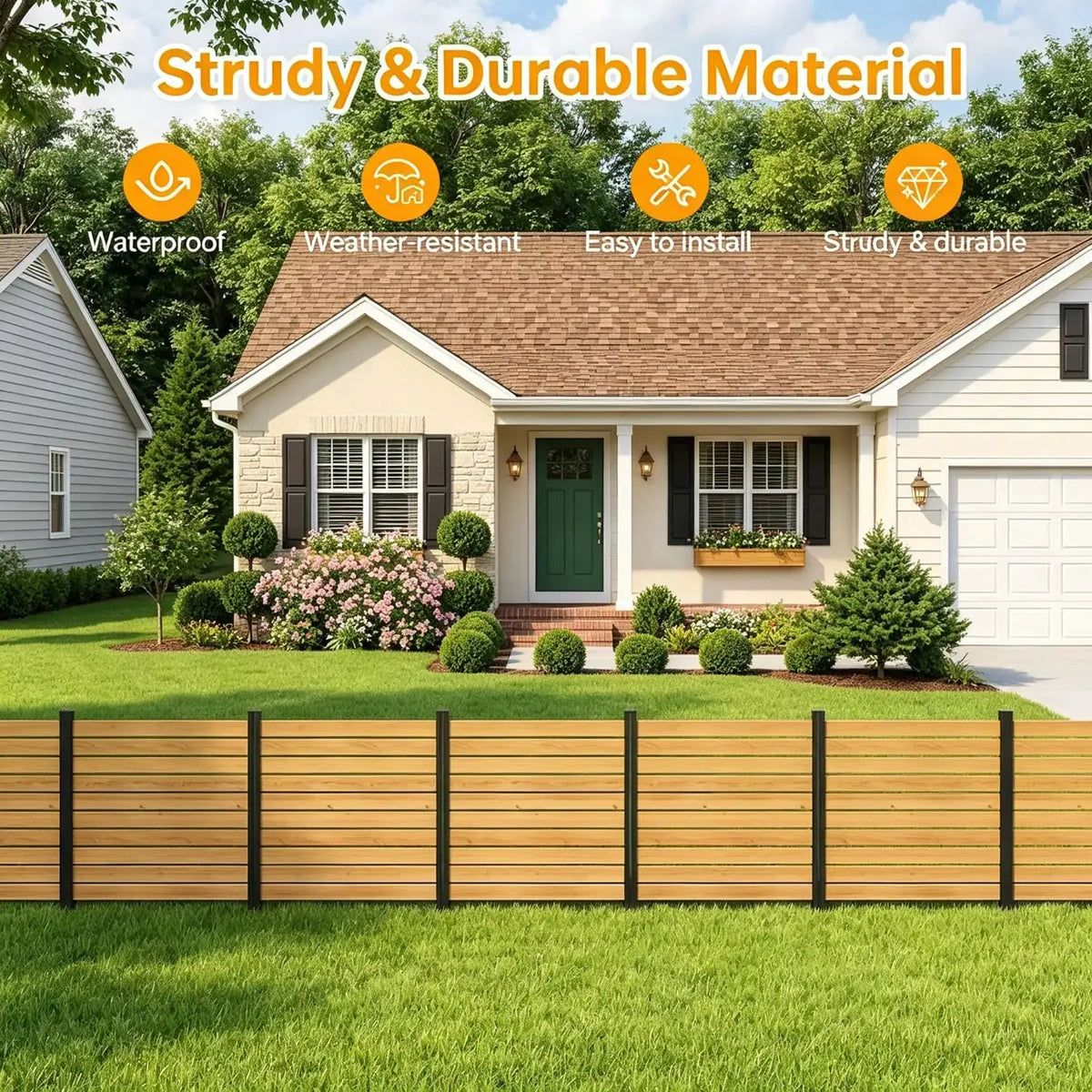 2 Panels Wood Privacy Screen 41 X 38 Inch No Dig Air Conditioner Fence for Garden Patio Backyard