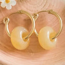 14K Gold Filled Garnet Hoop Earrings Handmade Gemstone Jewelry Boho