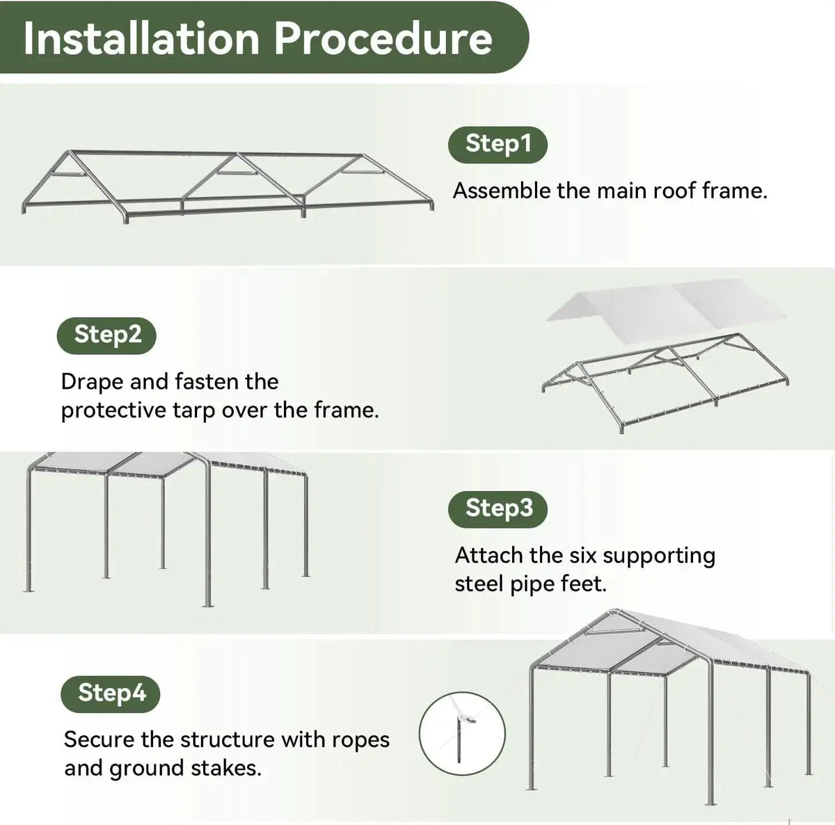Portable Steel Carport Canopy White