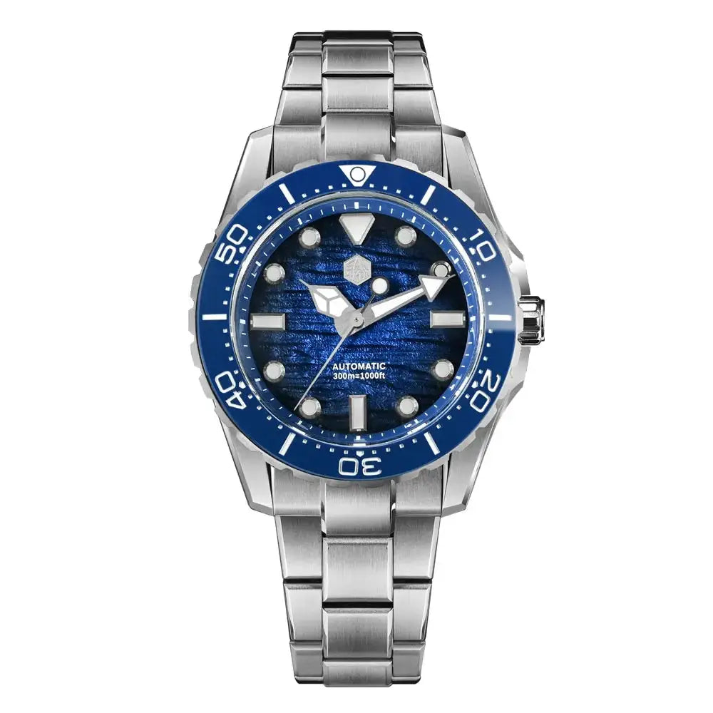 San Martin 40mm Luxury Men Diver Watch Enamel Wave Dial ST2130 Classic Automatic Mechanical Watches Lume Waterproof 300m SN0154