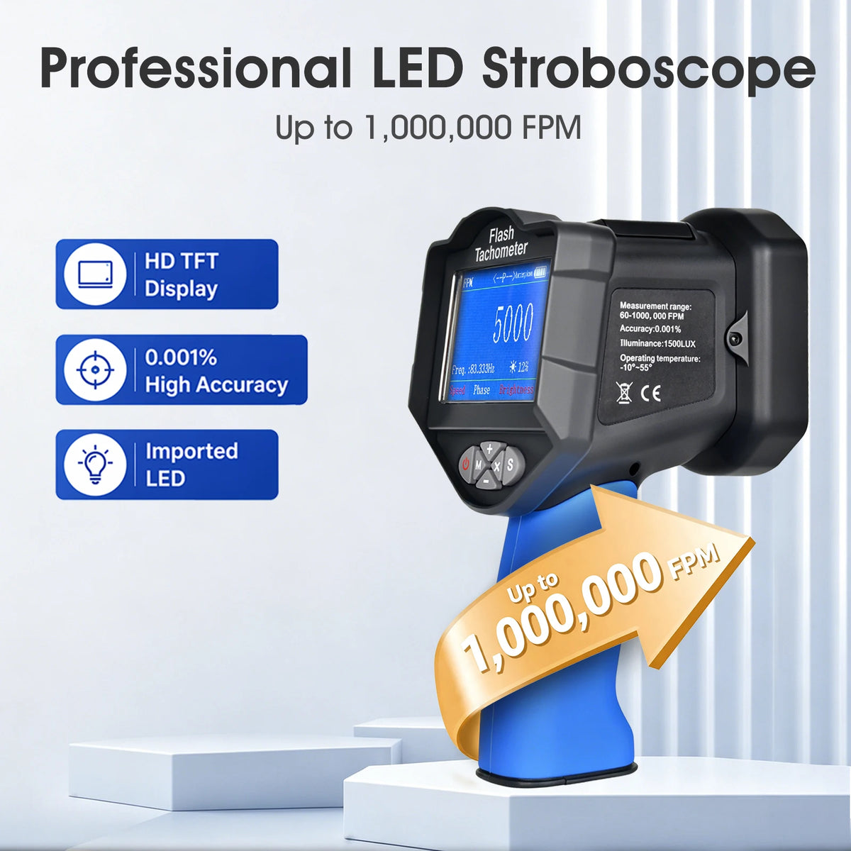 LED Stroboscope RPM Digital Strobe Tachometer Non-Contact Speed — product view 2