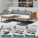 Aoxun Grey Wicker Sectional Sofa