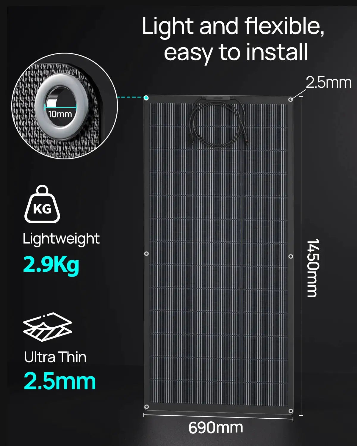 ECO-WORTHY 2Pack 200W Flexible HJT Solar Panel 18V ETFE 18BB 25% High Efficiency