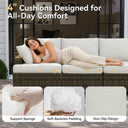 Beige Wicker Patio Sectional Sofa