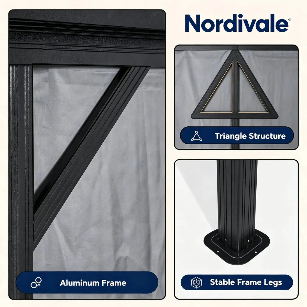 Nordivale 16x12FT Heavy Duty Outdoor Gazebo Hardtop with Gutter Drainage System Double Layer Galvanized Steel Roof Aluminum Frame with Curtains and Netting for Backyard Patio