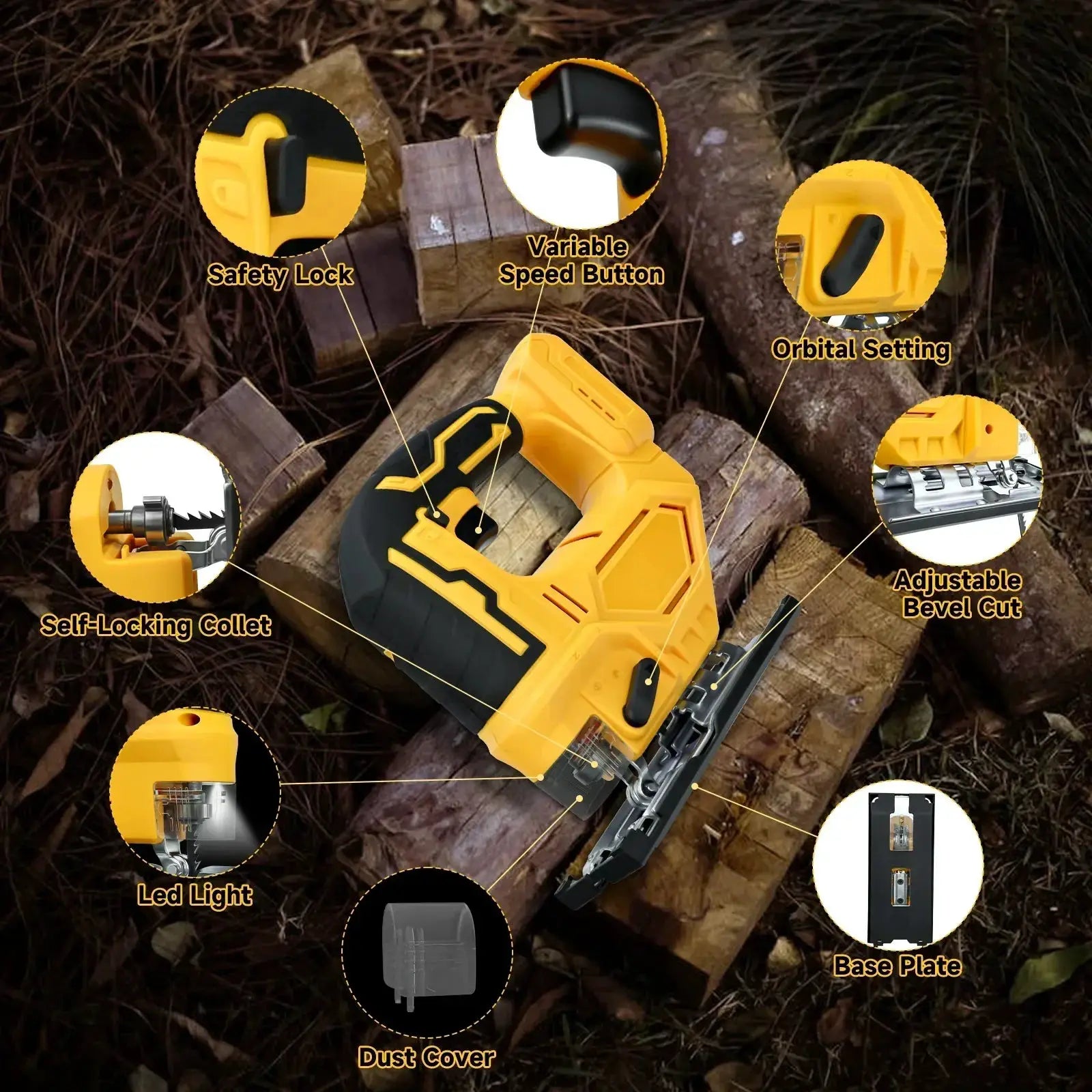 Portable Cordless Jigsaw 80mm 2700RPM Cutting Tool Efficient