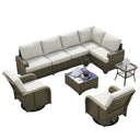 Beige Wicker Patio Sectional Sofa