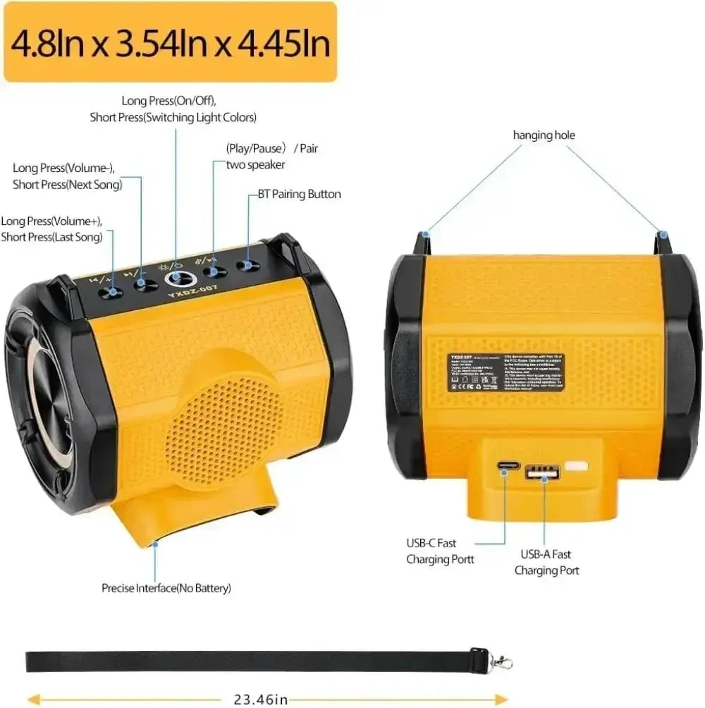 Dewalt Bluetooth Speaker Battery Powered Outdoor Loudspeaker