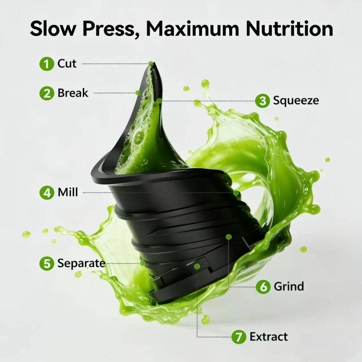 EKOJUCE Cold Press Juicer, " Wide Feed Chute Juice Extractor — product view 3