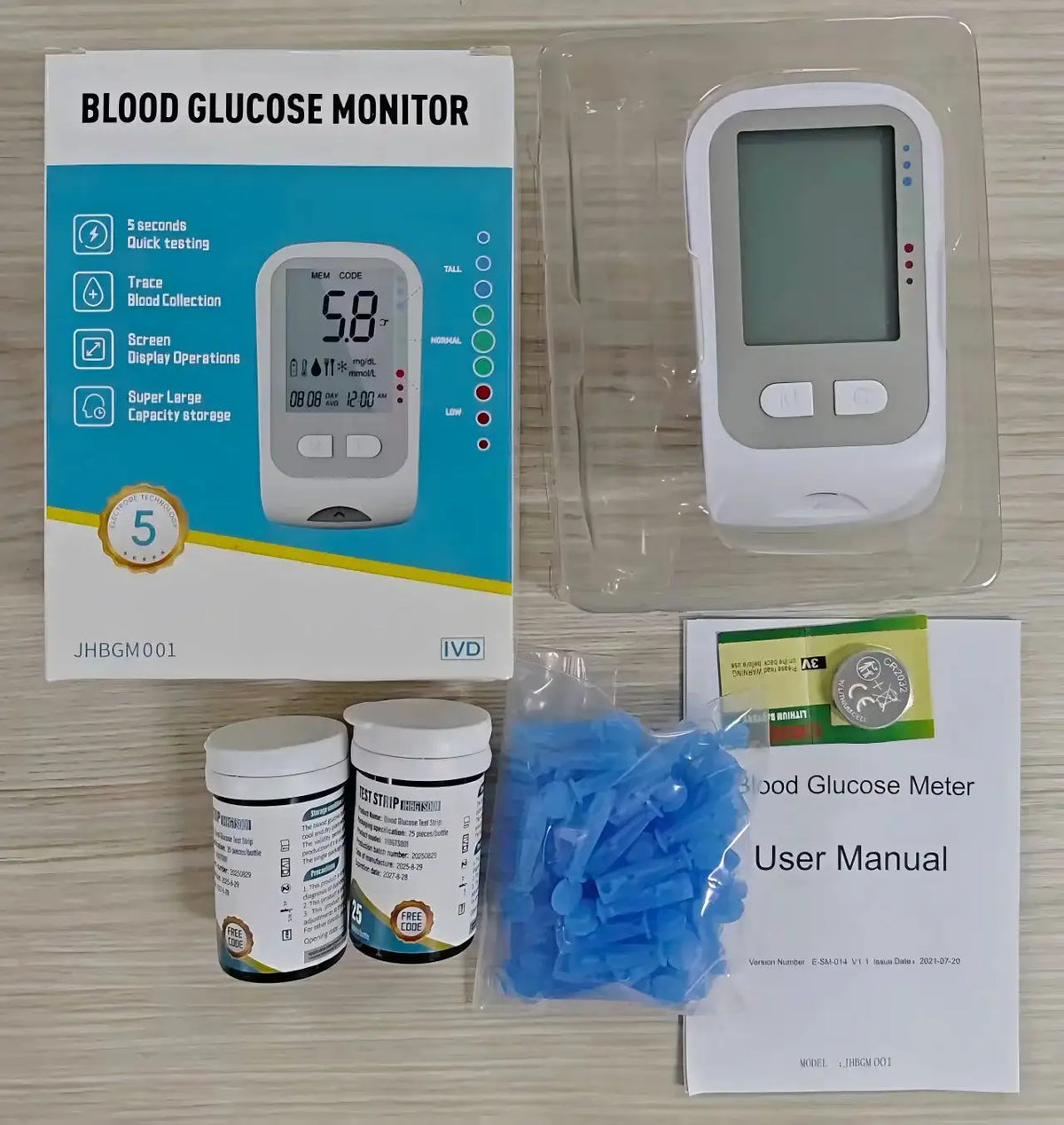 Blood Glucose Monitor Medical Diabetics Glucometer Kit with Test — product view 7