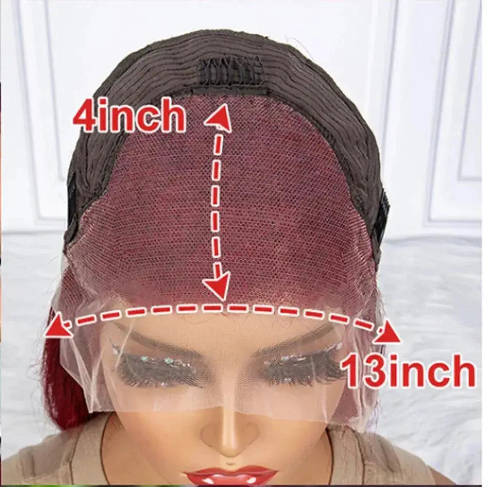 16 Inch Burgundy 99J Pre Plucked Full Lace Curly Bob Wig
