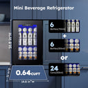 EKOJUCE Beverage Refrigerator, Compact Glass-Front Drink Cooler