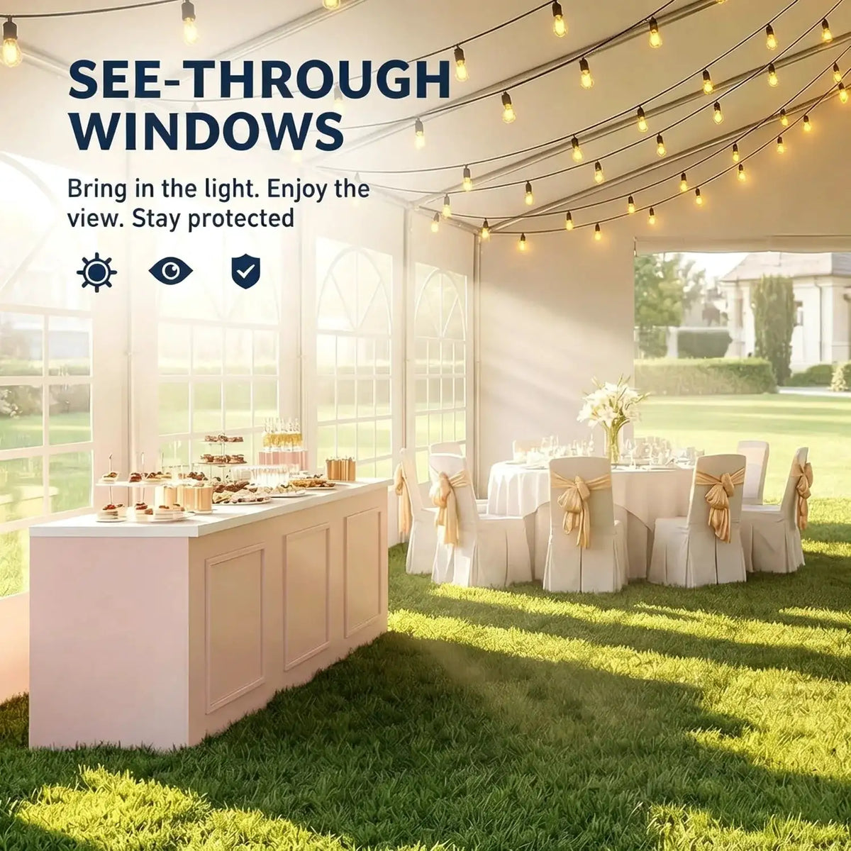Nordivale 40x20ft Heavy Duty Party Tent with Removable Sidewalls, Waterproof Commercial Canopy for Wedding Outdoor BBQ Camping, White Event Tent