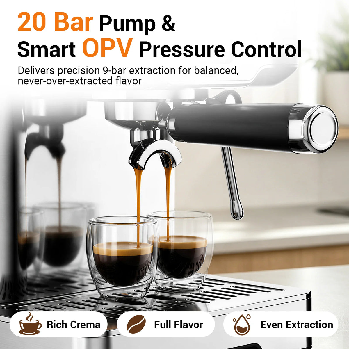 Ultra Espresso Machine, Barista Espresso Maker with Steam Wand | — product view 2