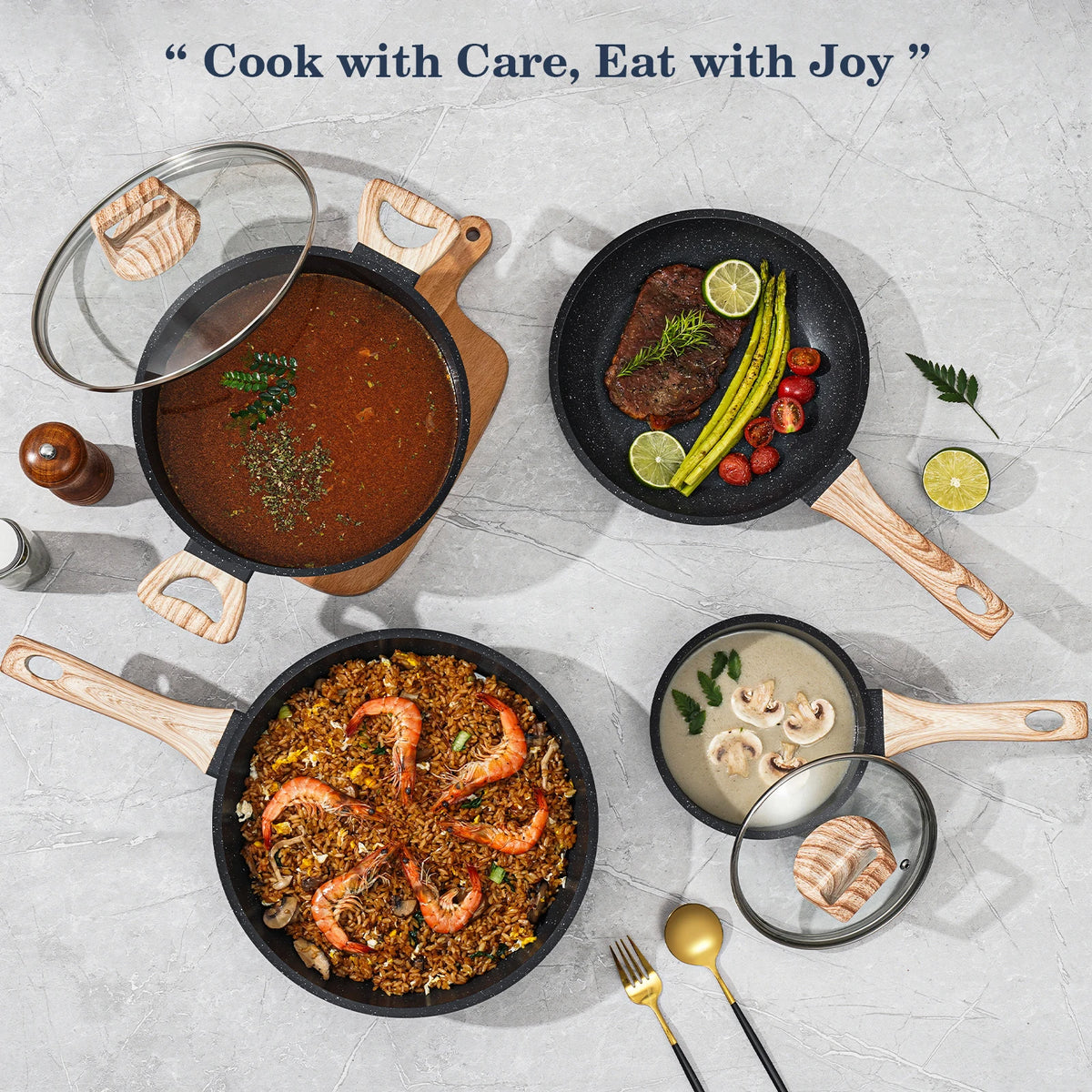 Pieces Non-Stick Granite Cookware Set, Healthy Ceramic Pots — product view 7