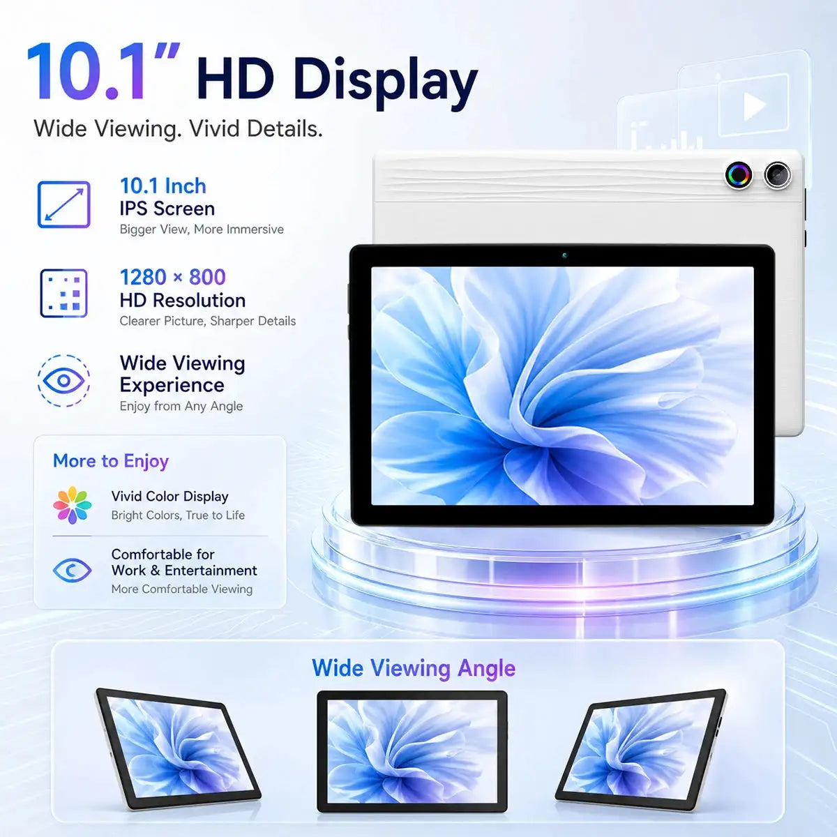Tablet, 2026 Latest 10.1 Inch Android 15 Tablet, 20(3+17)GB+64GB+1TB TF, 5000mAh Battery, Fast Charging, HD Display, Widevine L1, Dual Camera, Face ID, Split Screen, Light, Portable