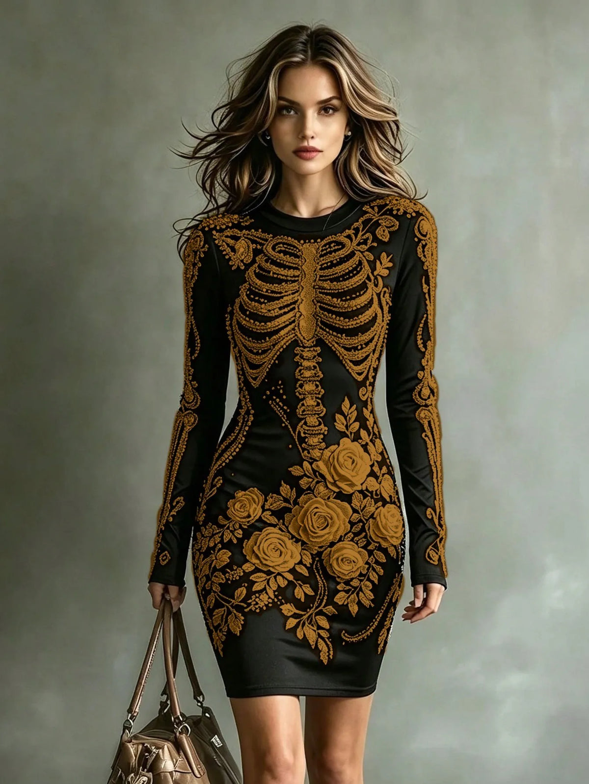 Sheer Floral Knee Length Dress