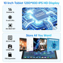 KB1001 Android 16 Tablet 10 Inch IPS HD Display, 20GB RAM (3+17GB Virtual) 64GB ROM, 1TB TF Expandable, A333 5-Core, WiFi6, Face ID Unlock, 6000mAh Battery Tablet for Study & Entertainment