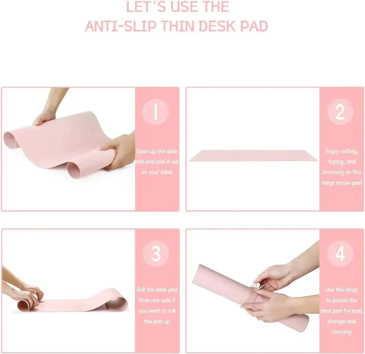 Pink Leather Desk Mat Anti Slip Protective Cover For Gaming