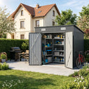 12x4 Ft Metal Storage Shed with Pergola